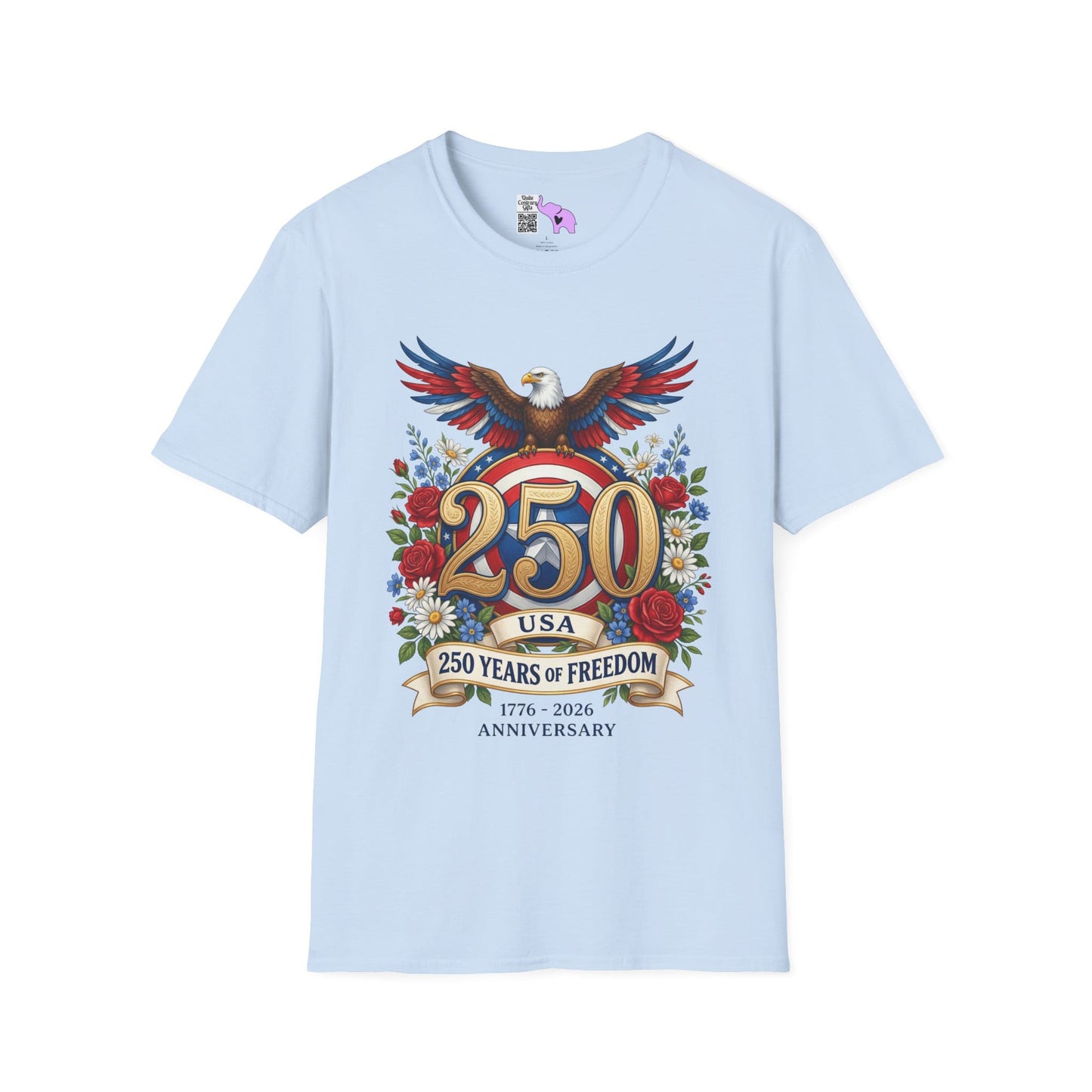 Bald Eagle & Flowers 250 Years of Freedom 1776-2026 Anniversary Adult T-shirt