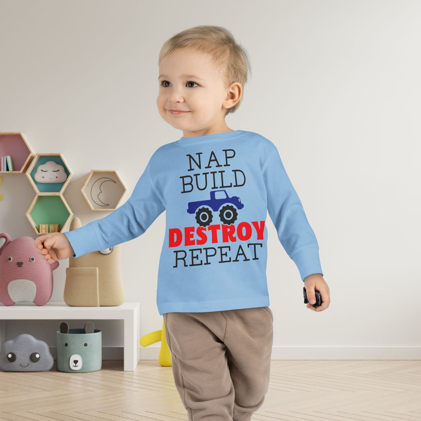 Nap Build Destroy Repeat Toddler Long Sleeve Tee