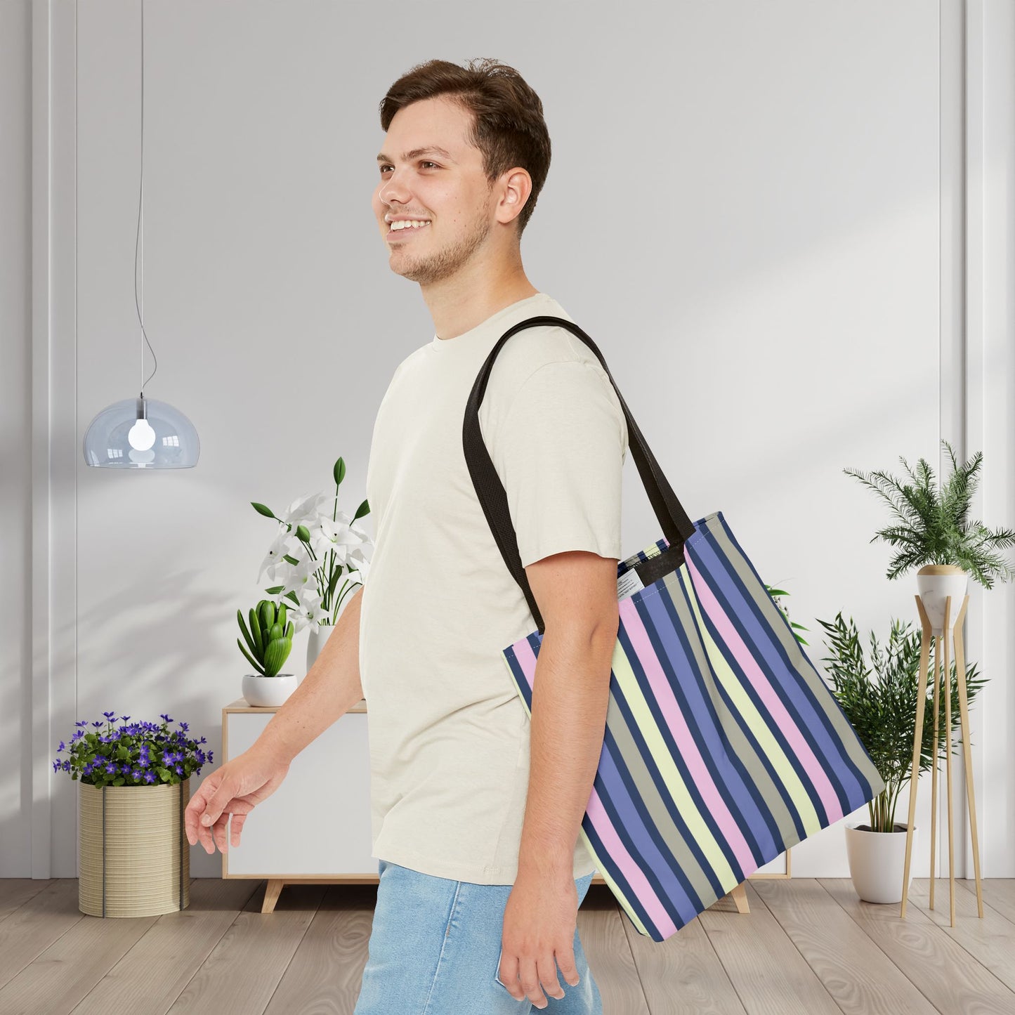 Earthy Stripes Canvas Tote Bag