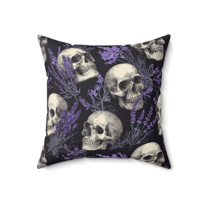 Midnight Lavender Skulls Throw Pillow