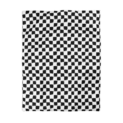 Distorted Check Microfiber Duvet Cover