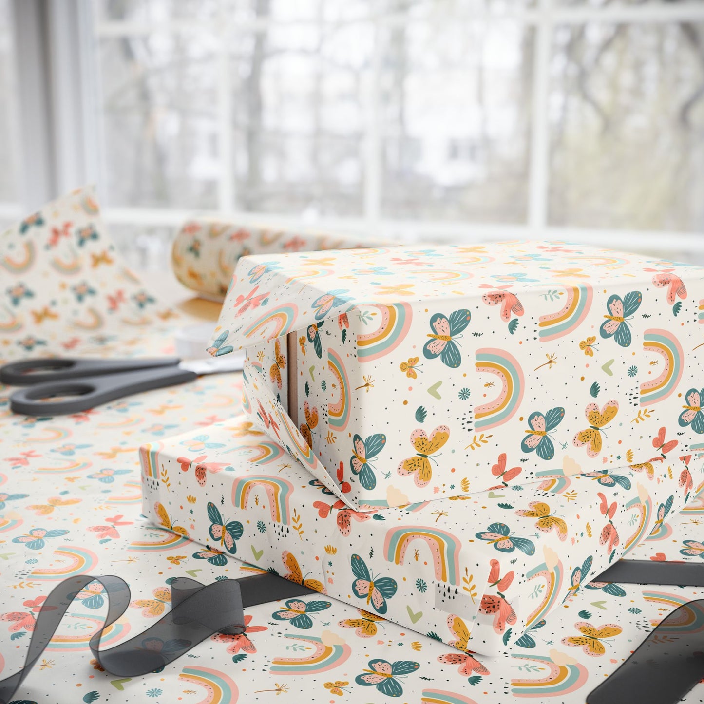 Whispering Wings & Rainbows Wrapping Paper