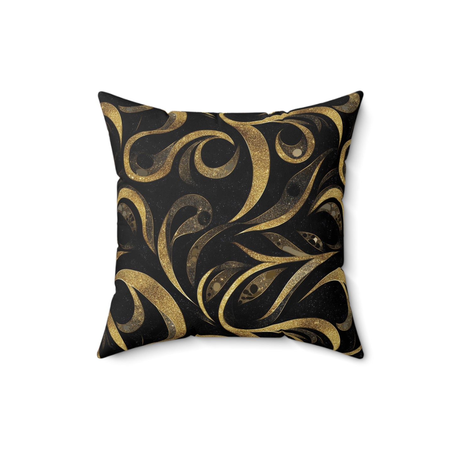 Golden Noir Swirl Throw Pillow