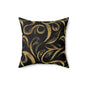 Golden Noir Swirl Throw Pillow