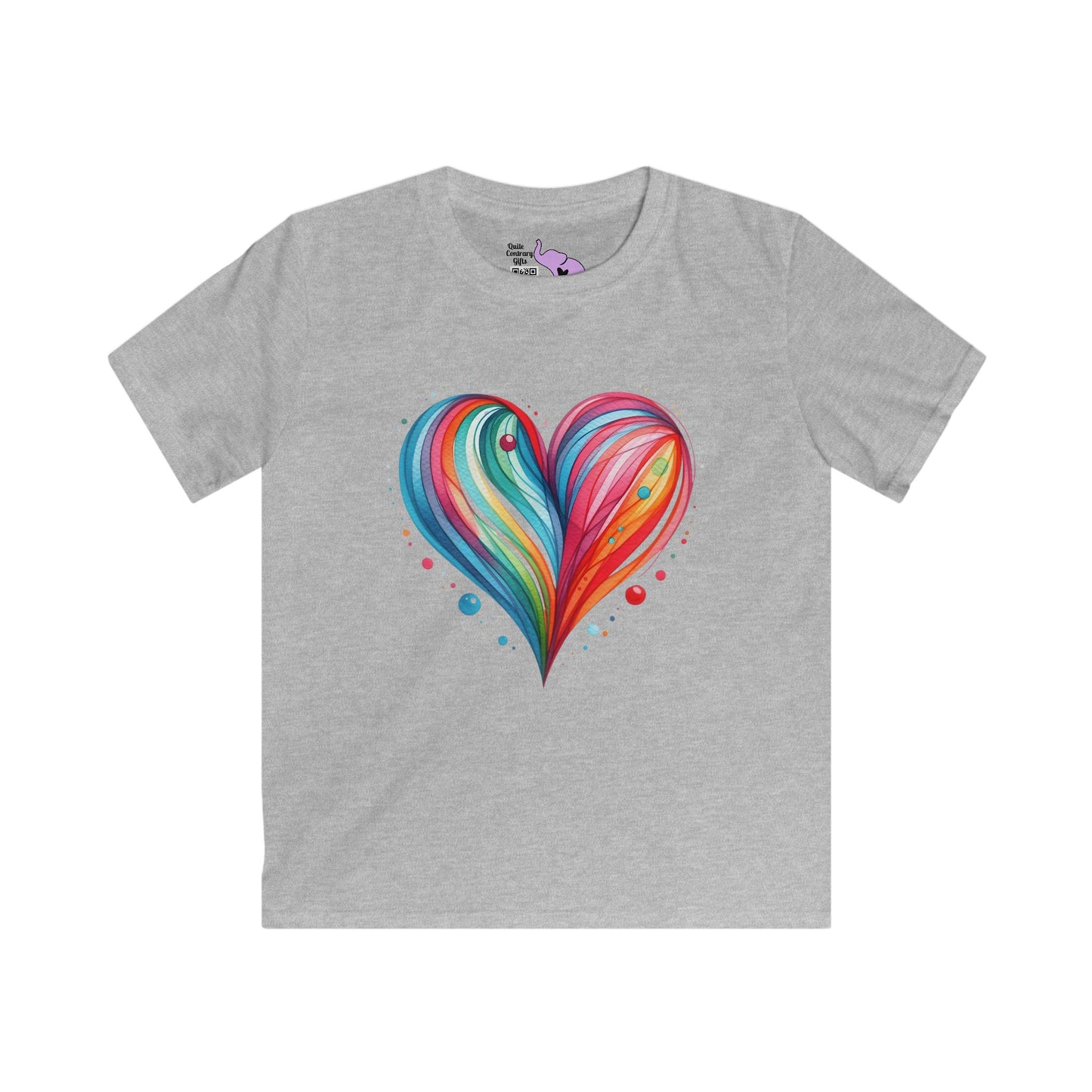 Blushing Rainbow Heart Youth Softstyle Tee