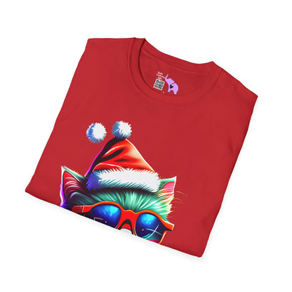 Christmas Kitten w/Gift Adult T-shirt