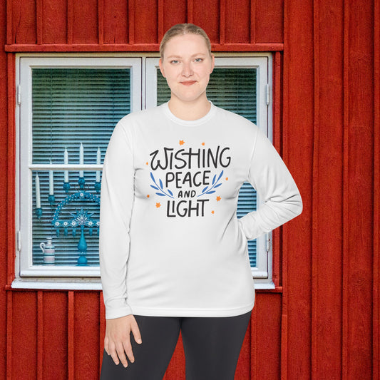 Hanukkah Wishing Peace & Light 3 Adult Long Sleeve Tee