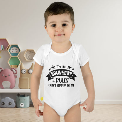 I'm The Youngest The Rules Don't Apply To Me Infant Baby Rib Bodysuit