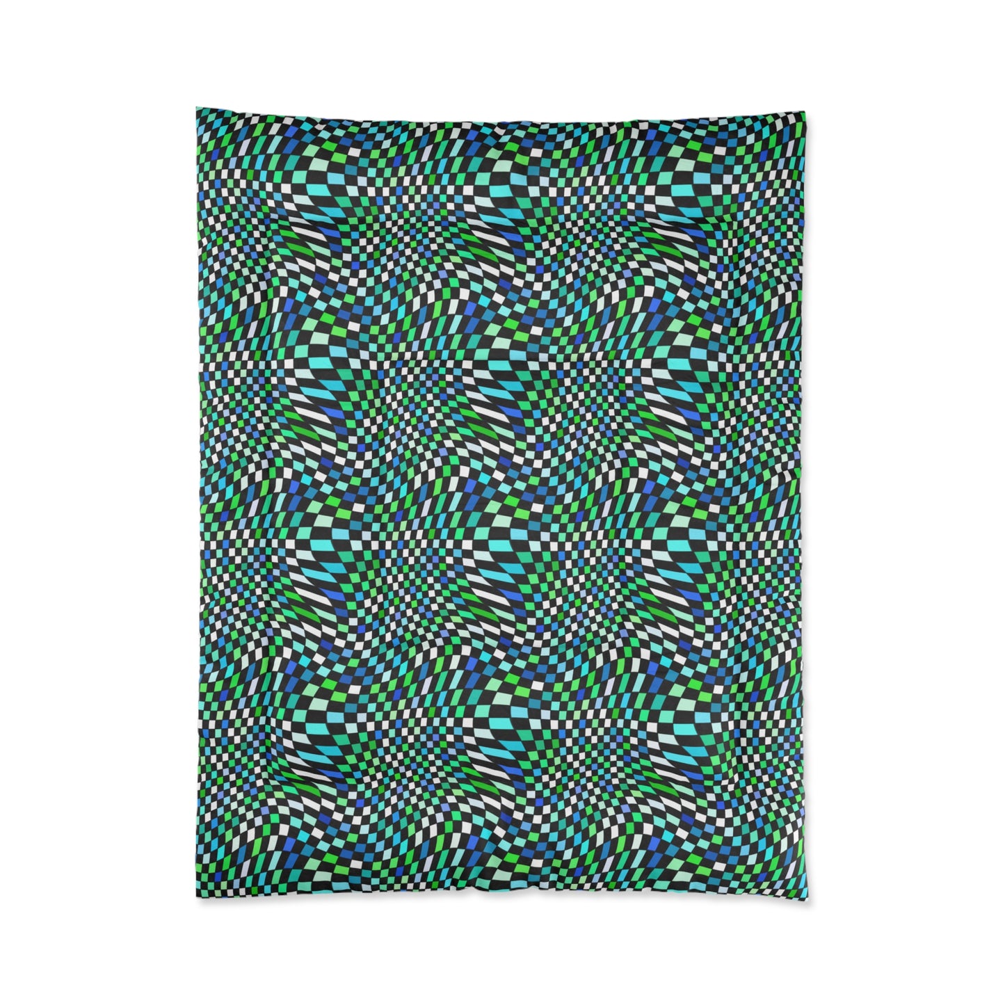 Warped Green Checkered Comforter