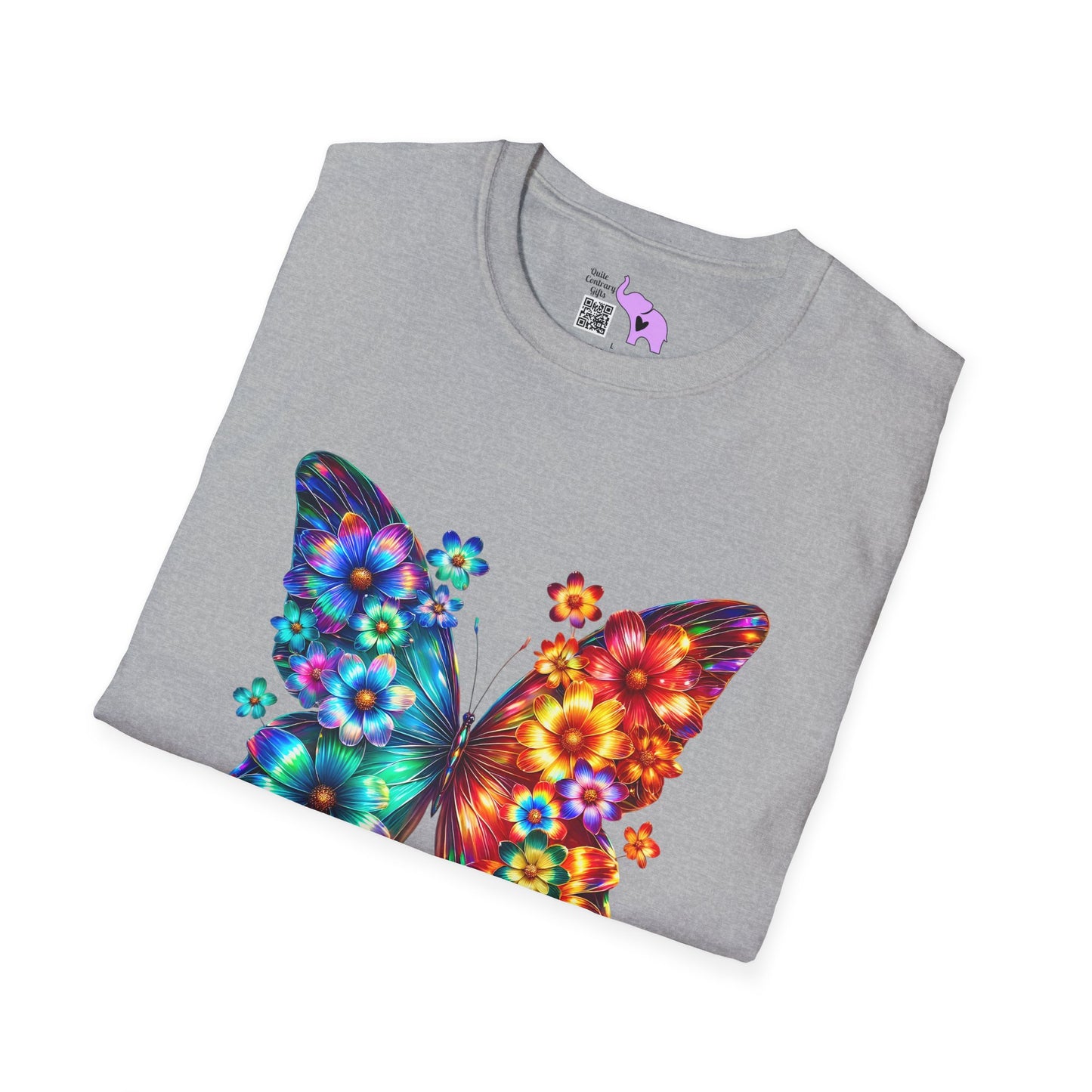 Colorful Floral Butterfly Adult T-shirt