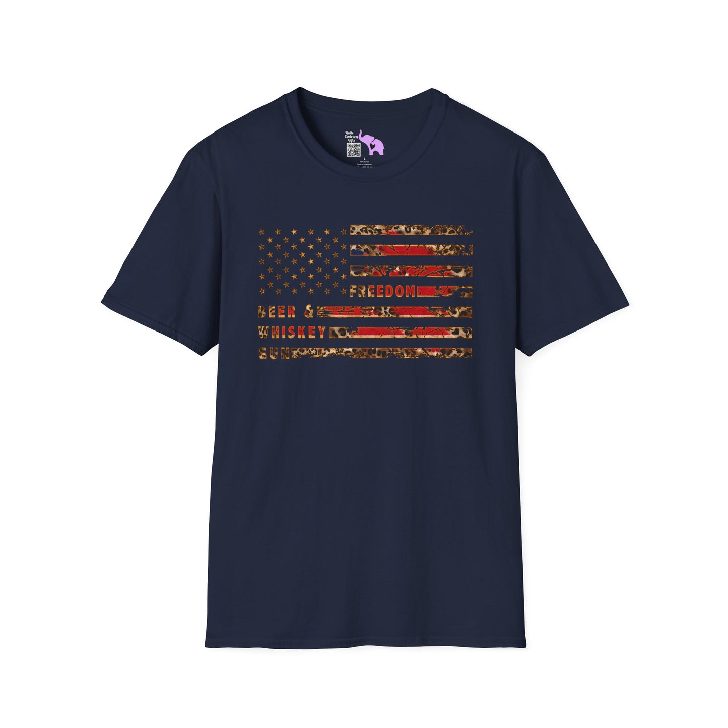 Freedom, Beer & Whiskey, Guns American Flag Adult T-shirt