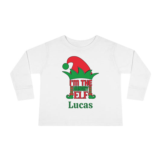 I'm The Hungry Elf Personalized Toddler Long Sleeve Tee