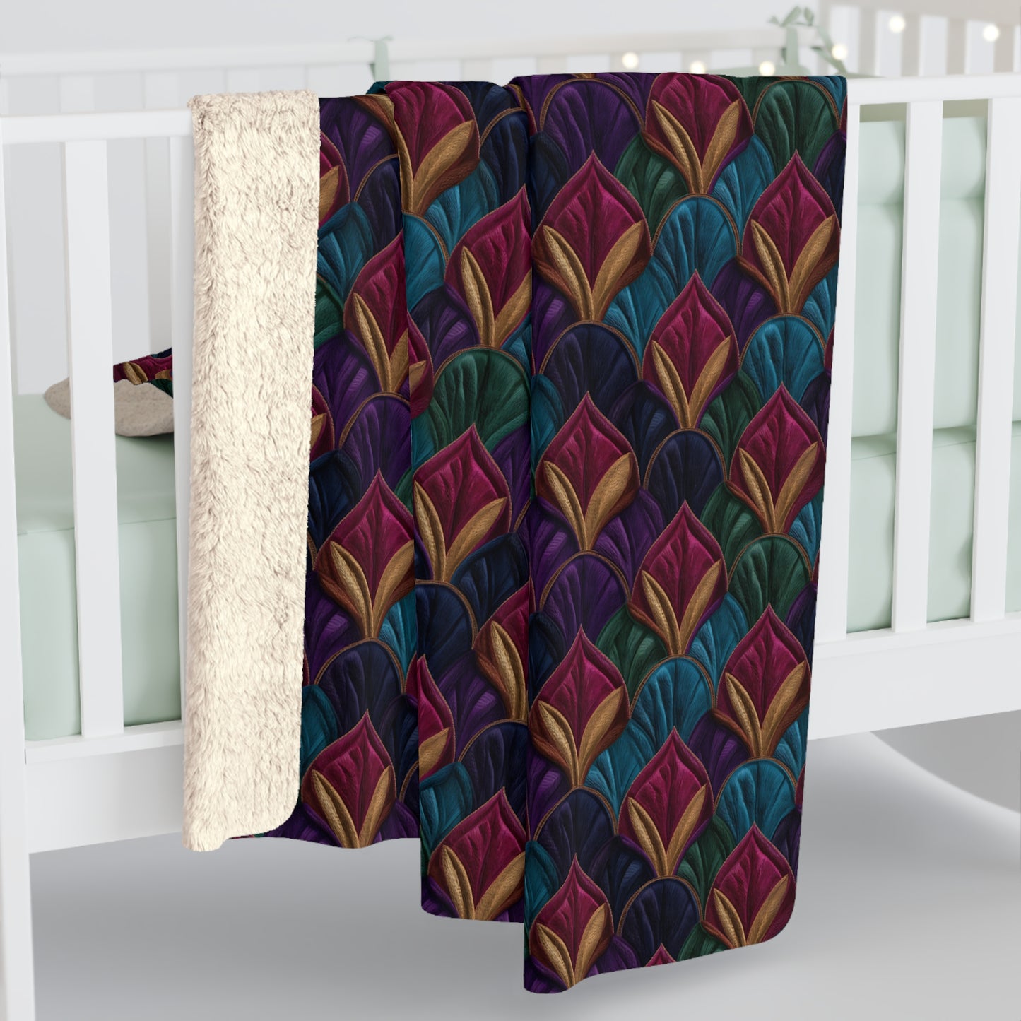 Velvet Night Garden Print Fleece Blanket