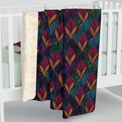 Velvet Night Garden Print Fleece Blanket
