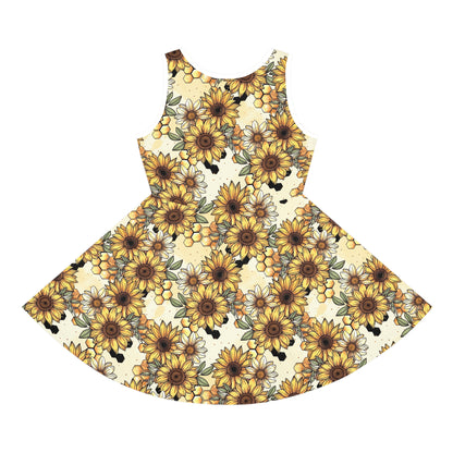 Honeycombs & Sunflowers Girls' Sleeveless Sundress