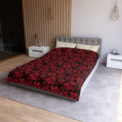 Midnight Poinsettia Garden Microfiber Duvet Cover