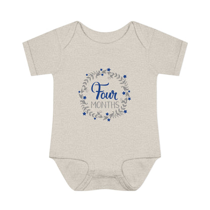 ""Blue Milestone Wreath Onesie-Four Months