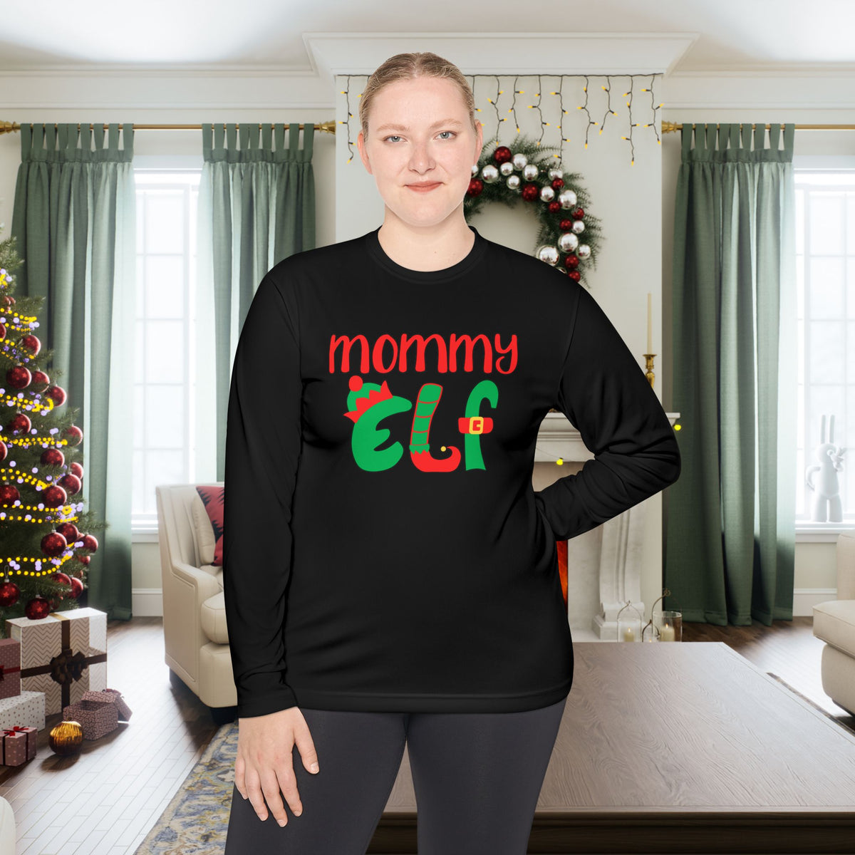 Mommy Elf Adult Long Sleeve Tee
