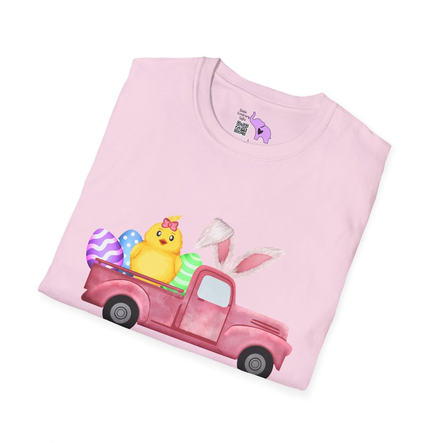 Easter Chick & Eggs In Vintage Truck Adult T-shirt