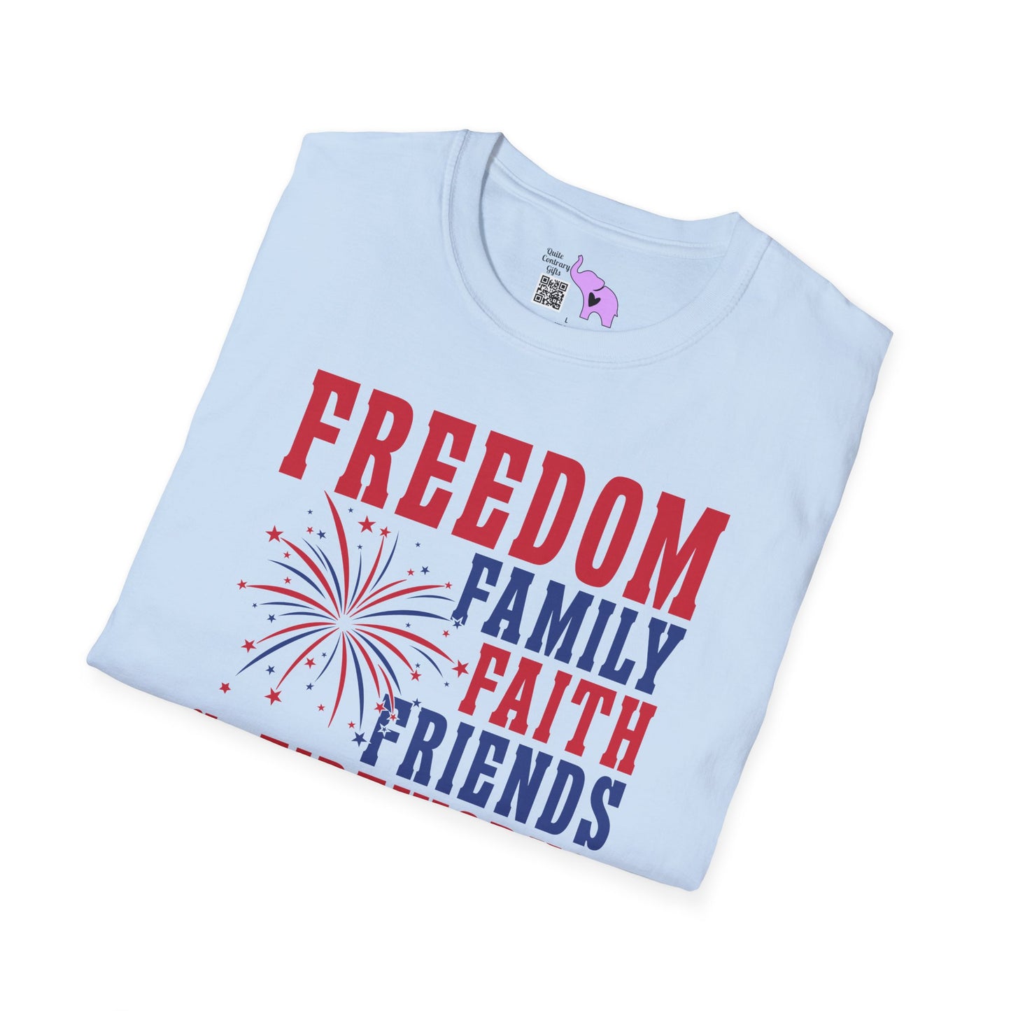 Freedom Family Faith Friends Fireworks 4th of July Adult T-shirt