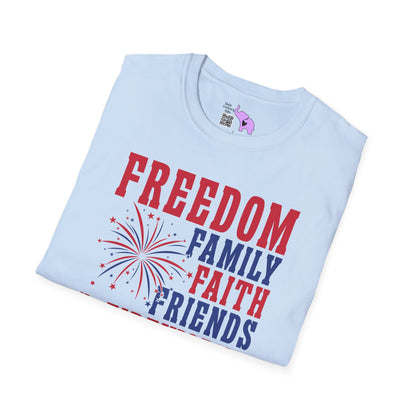 Freedom Family Faith Friends Fireworks 4th of July Adult T-shirt
