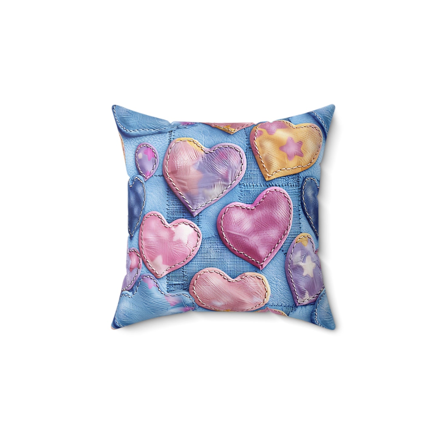 Color Pop Stitched Hearts Throw Pillow