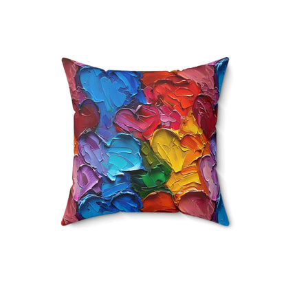 Palette Knife Hearts Throw Pillow