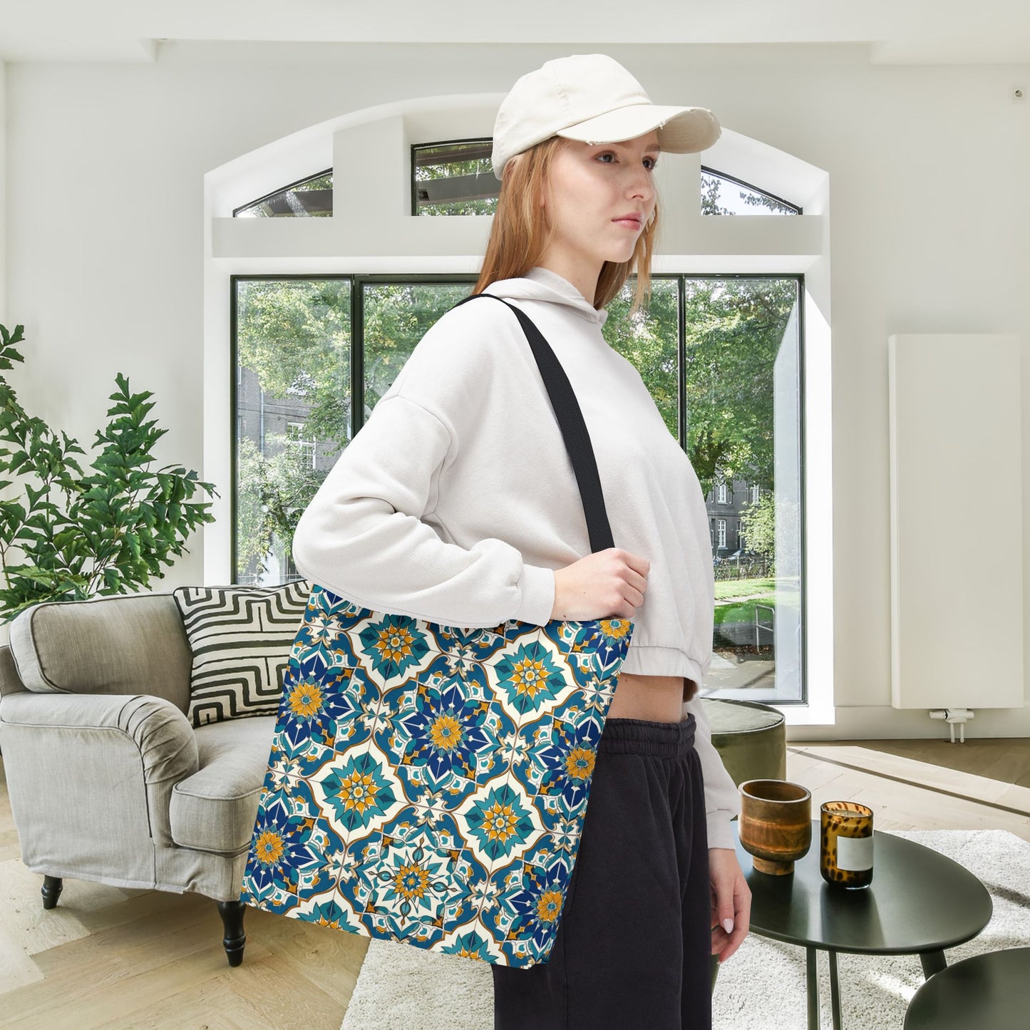 Mediterranean Lace Canvas Tote Bag