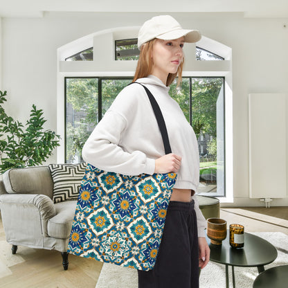 Mediterranean Lace Canvas Tote Bag