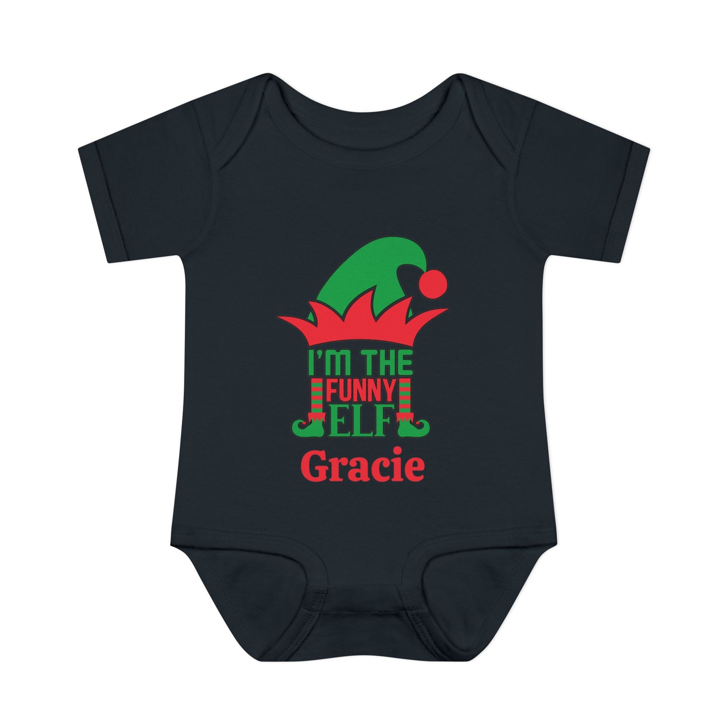 I'm The Funny Elf Personalized Infant Baby Rib Bodysuit
