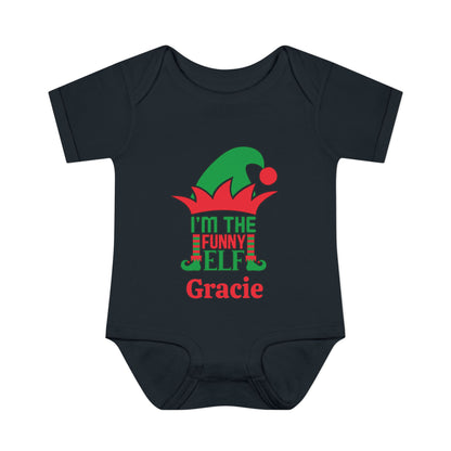 I'm The Funny Elf Personalized Infant Baby Rib Bodysuit