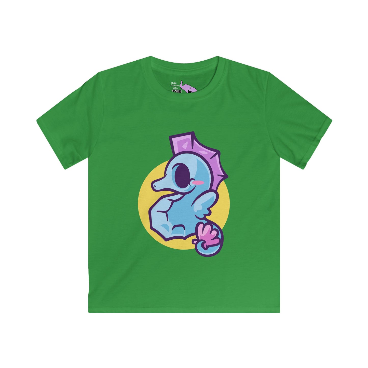 Cute Seahorse (Blue) Kids Softstyle Tee