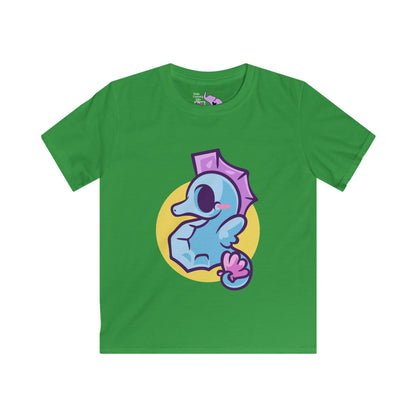 Cute Seahorse (Blue) Kids Softstyle Tee