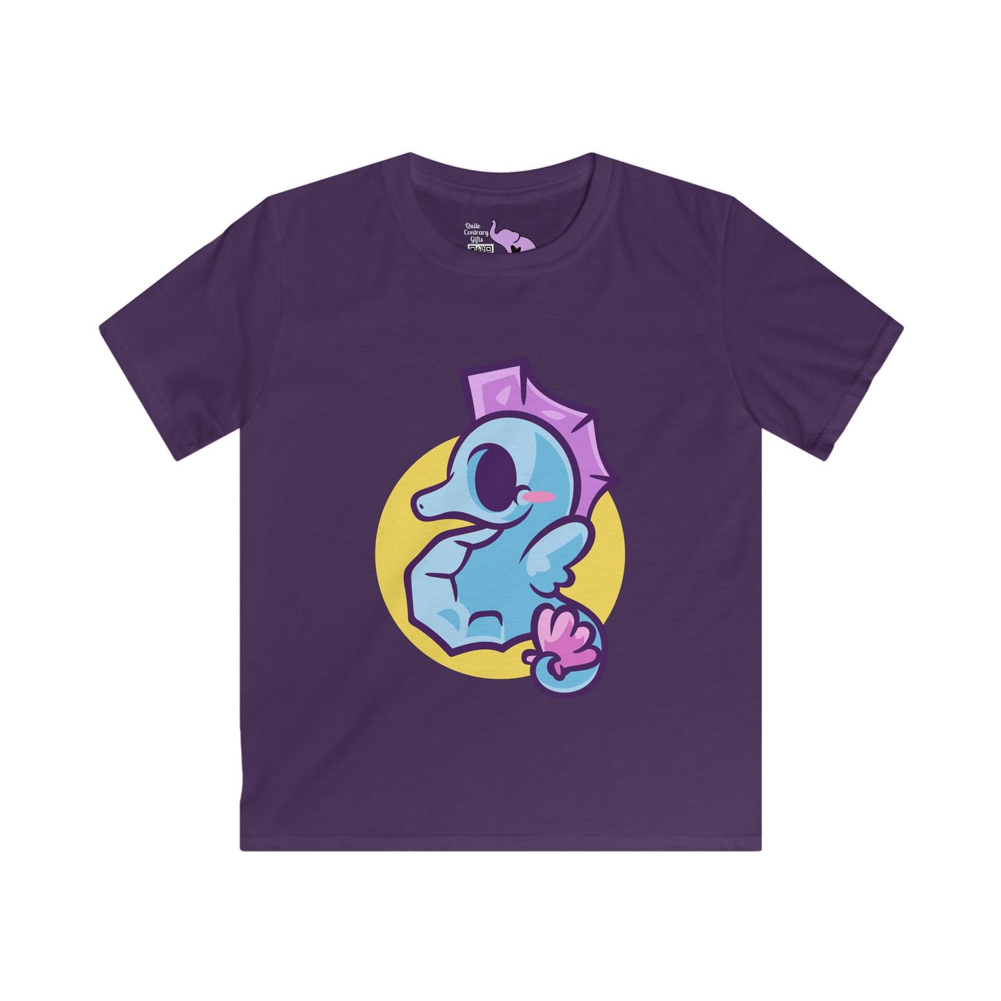 Cute Seahorse (Blue) Kids Softstyle Tee