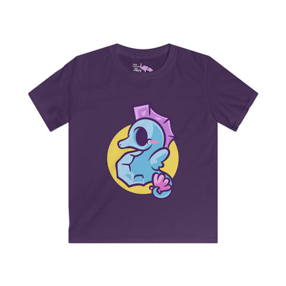 Cute Seahorse (Blue) Kids Softstyle Tee