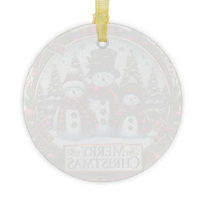 Merry Snowmen Trio Glass Ornament
