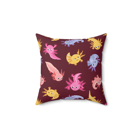 Crimson Axolotls Throw Pillow