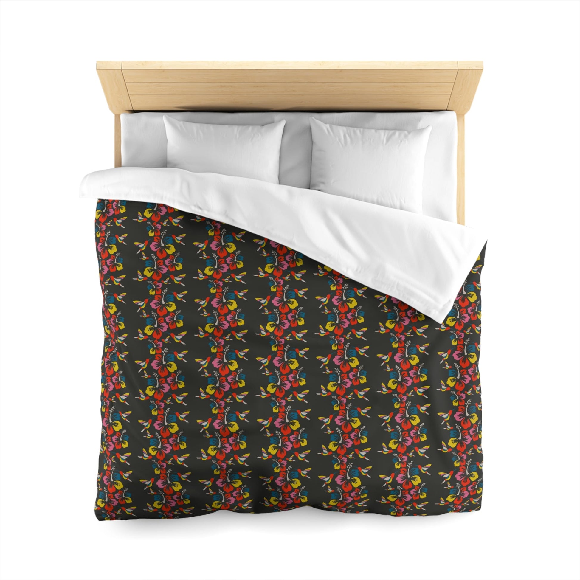 Hummingbirds & Hibiscus Flowers Microfiber Duvet Cover