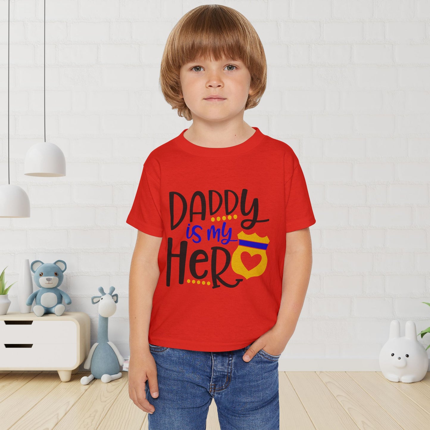 Daddy Is My Hero (Law Enforcement) Heavy Cotton™ Toddler T-shirt