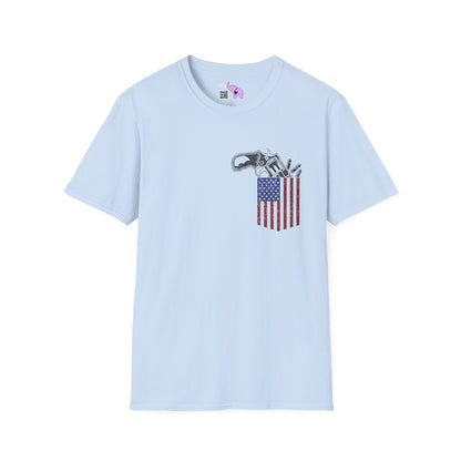 American Flag Pocket Gun Adult T-shirt