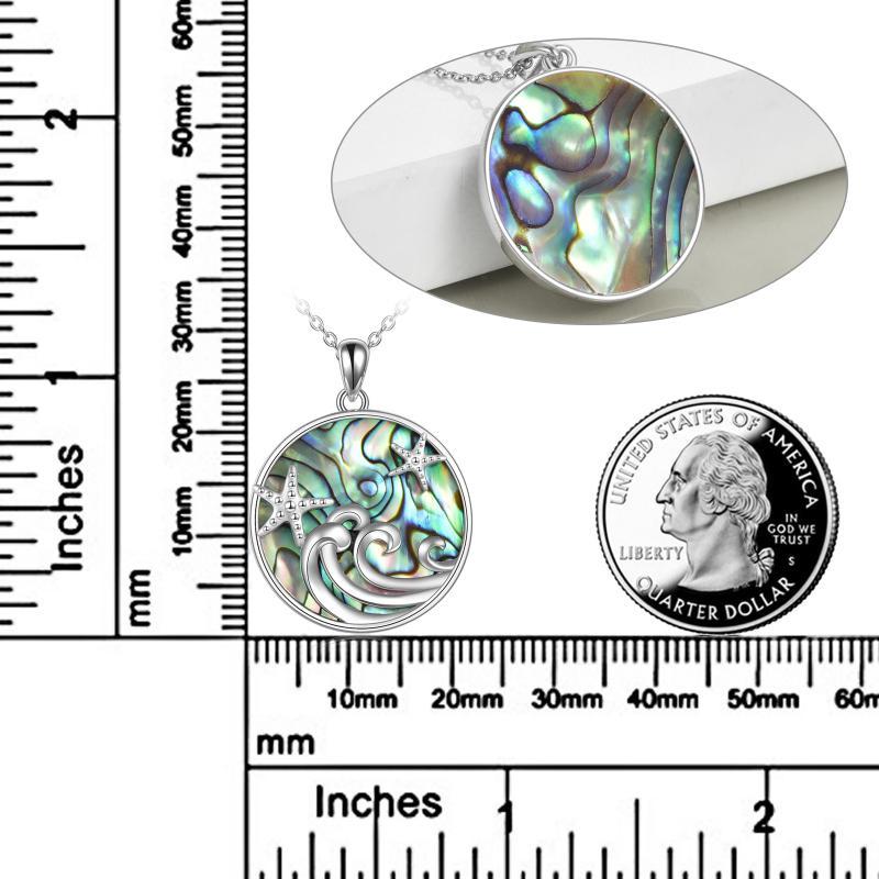 Ocean Wave Starfish Necklace with Colorful Abalone Shell