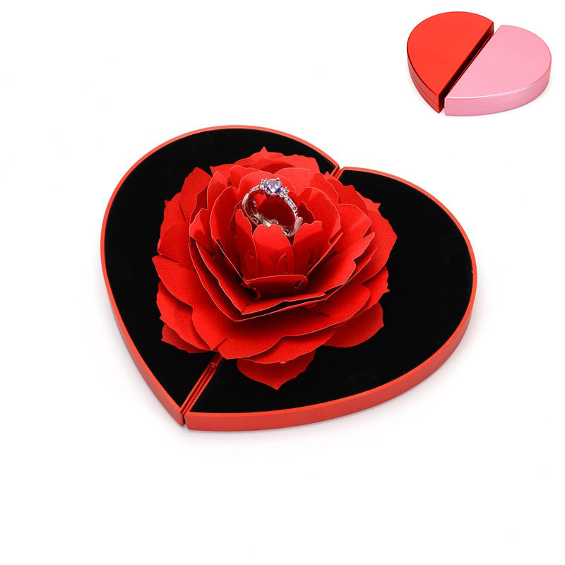 3D  Heart-shaped Rose Love Ring Box