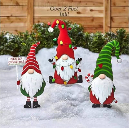 Christmas Gnome Metal Lawn Decor