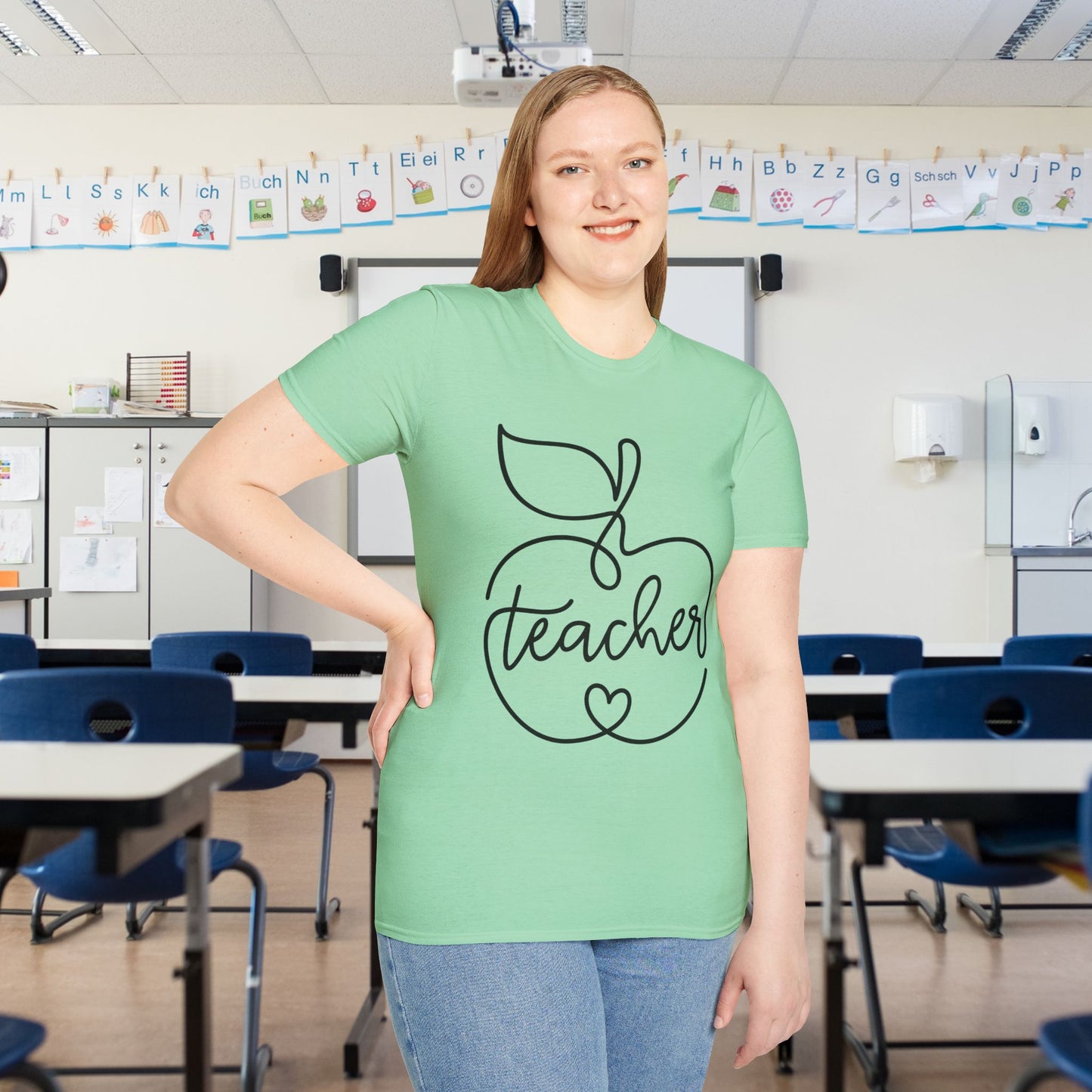 Teacher w/Apple Adult T-shirt