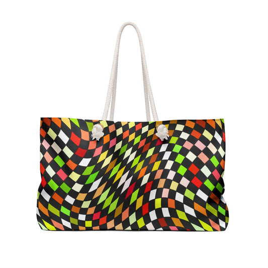Warped Yellow/Green Checkered Weekender Bag