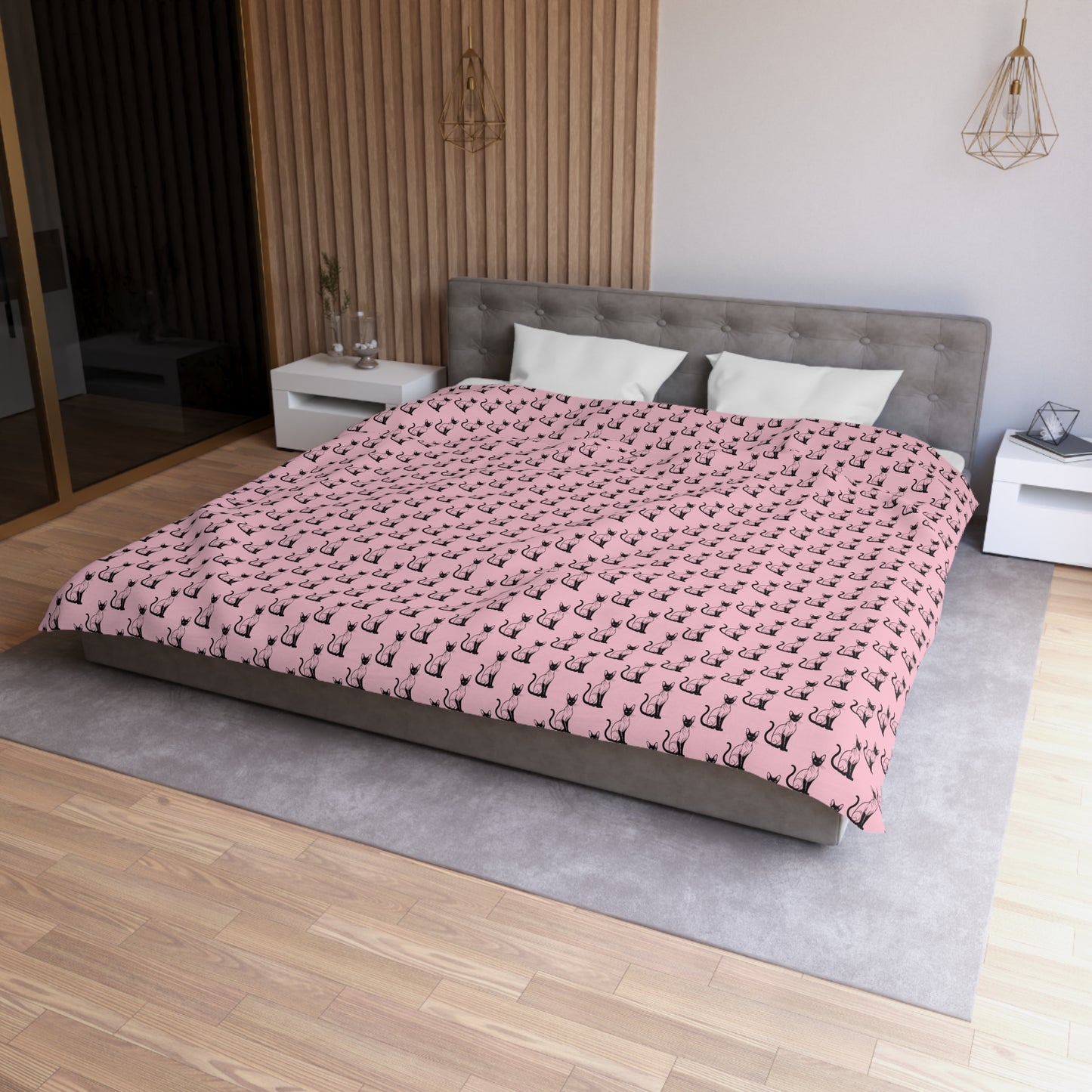Siamese Charm – Pink Whisper Microfiber Duvet Cover