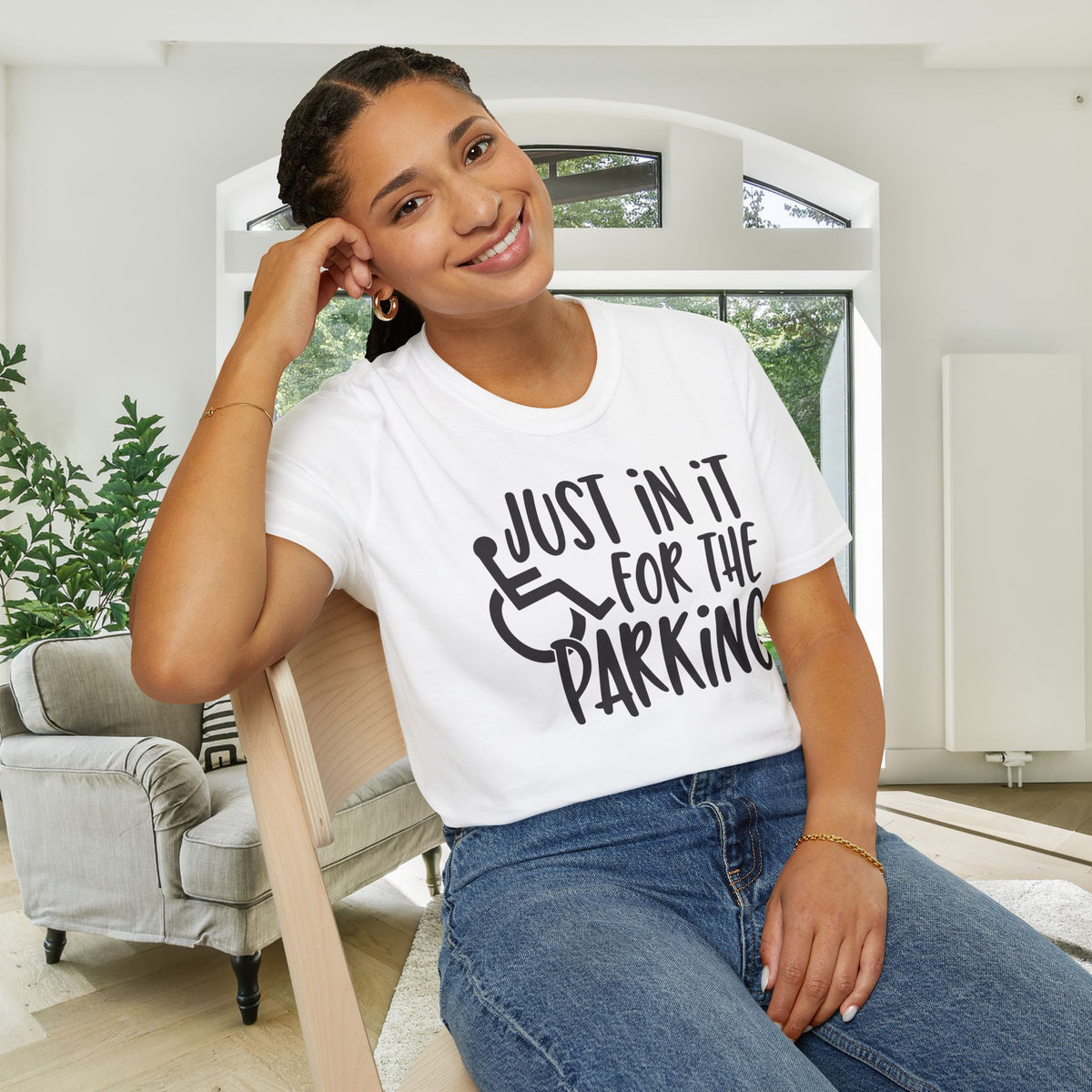 Just In It For The Parking (Wheelchair User) Adult T-shirt
