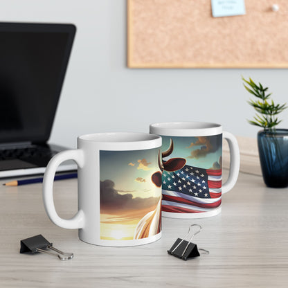 Stars, Stripes, & Moos Ceramic Mug, (11oz, 15oz)