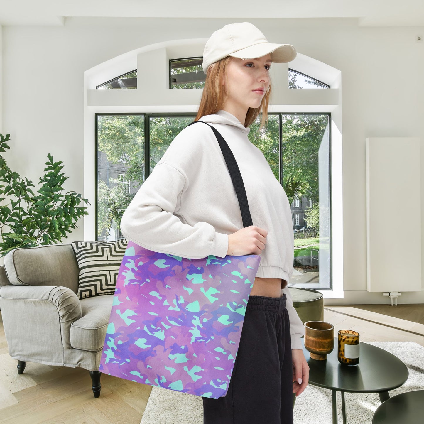 Lavender Mist Camo Canvas Tote Bag