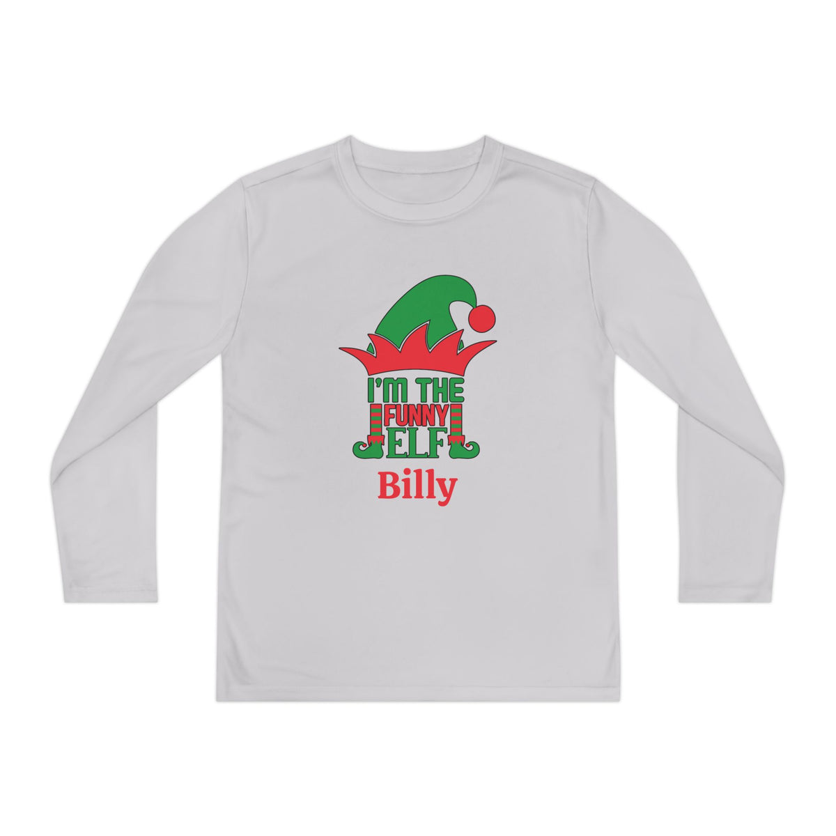 I'm The Funny Elf Personalized Youth Long Sleeve Tee